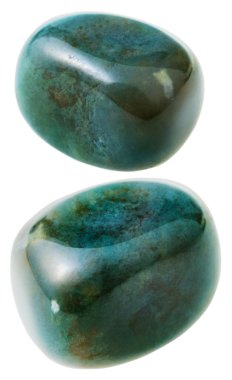 two vesuvianite (idocrase) gemstones isolated clipart