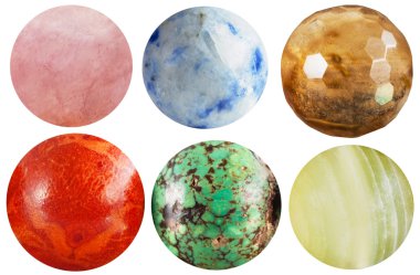 yuvarlak boncuk doğal mineral mücevher taşları kümesi