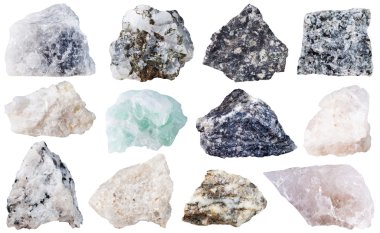 12 mineral taş izole kümesi