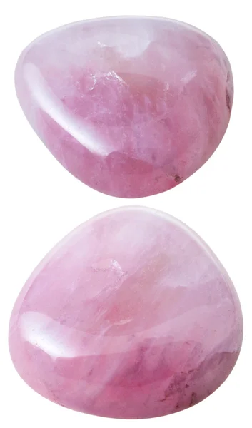 Dos piedras preciosas de cuarzo rosa aisladas — Foto de Stock