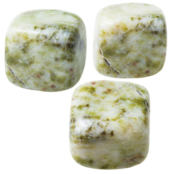 Three Moss agate (mocha stone) gemstones — Stock Photo, Image