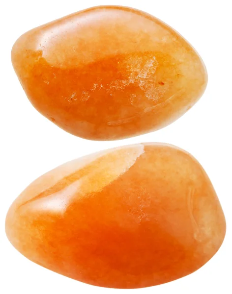 Two red aventurine gemstones isolated — Zdjęcie stockowe