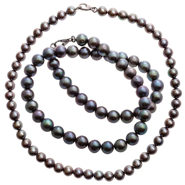 Set of necklaces from natural black pearls — Stock Photo, Image