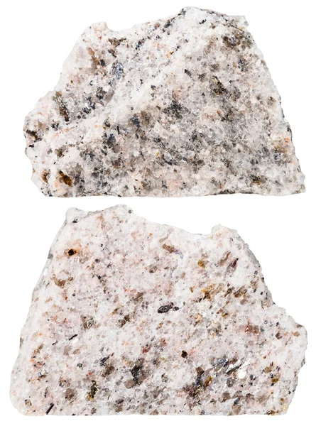 Två bitar av glimmerskiffer mineral sten isolerade — Stockfoto