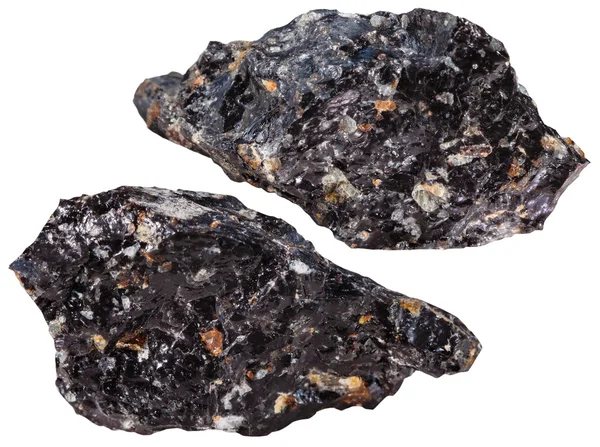 Dos piezas de piedra mineral de Obsidiana aisladas — Foto de Stock