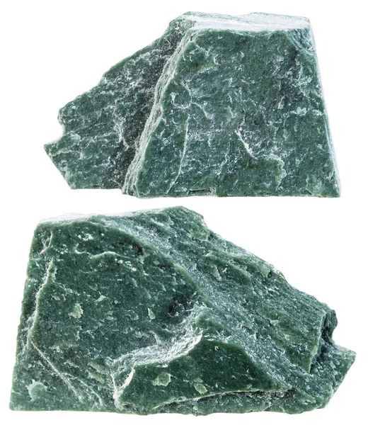 Two pieces of Phyllite mineral stone isolated — Stock Photo, Image