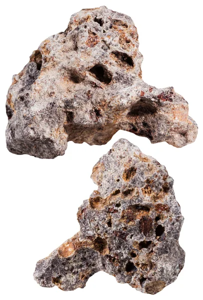 Dos piezas de piedra mineral de basalto aisladas — Foto de Stock