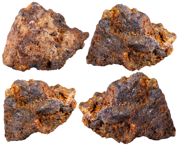 적 철 광 (haematite) 미네랄 스톤의 4 조각 — 스톡 사진