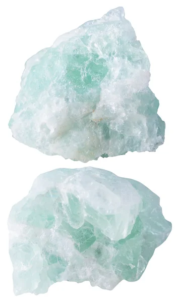 Zwei Stücke Fluorit (Fluorspat) Mineralstein — Stockfoto