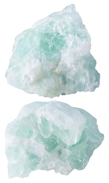 Dua buah batu mineral fluorit (fluorspar) — Stok Foto