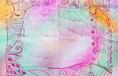 İpek batik soyut süs çizim el
