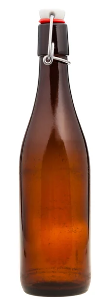 İzole kahverengi kapalı cam bira şişesi — Stok fotoğraf