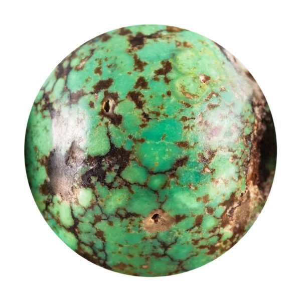 Бусинка из старого зеленого бирюзового минерального камня — стоковое фото