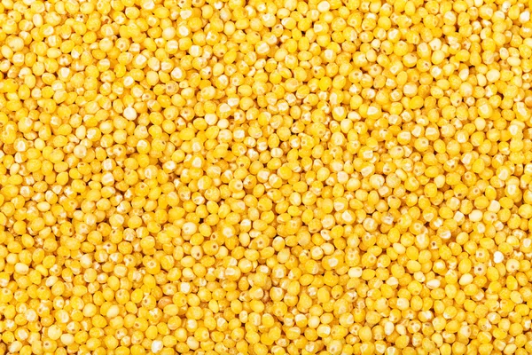 Muitos grumos de milho amarelo cru — Fotografia de Stock