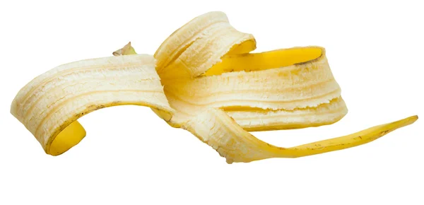 Pele de banana madura isolada em branco — Fotografia de Stock