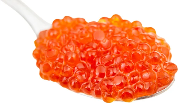 Spoon with Red caviar of Sockeye salmon close up — Stock Photo, Image