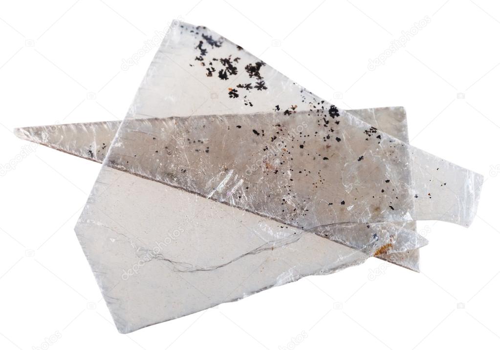 natural mineral Muscovite mica pieces isolated