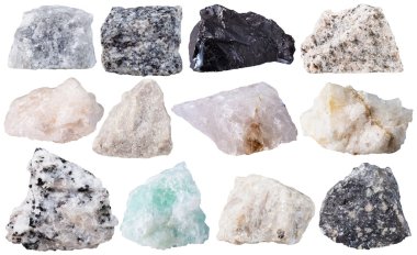 mineral taş izole 12 örnekleri ayarla