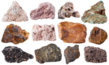 set from 12 pieces natural stones clipart