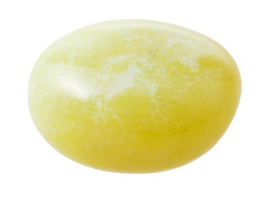 Calcite gemstone pebble isolated on white