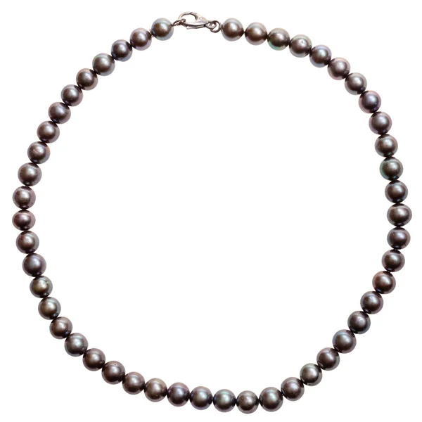 Round necklace from natural black pearls isolated — Stock Photo, Image