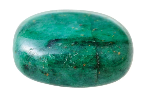 Green beryl gemstone pebble isolated — 图库照片