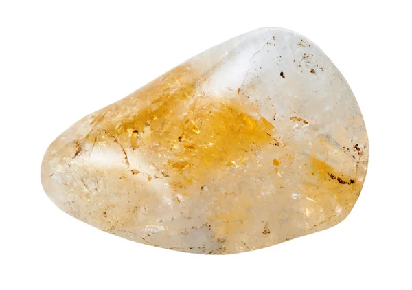 Yellow citrine quartz gemstone isolated on white — Stock Photo, Image