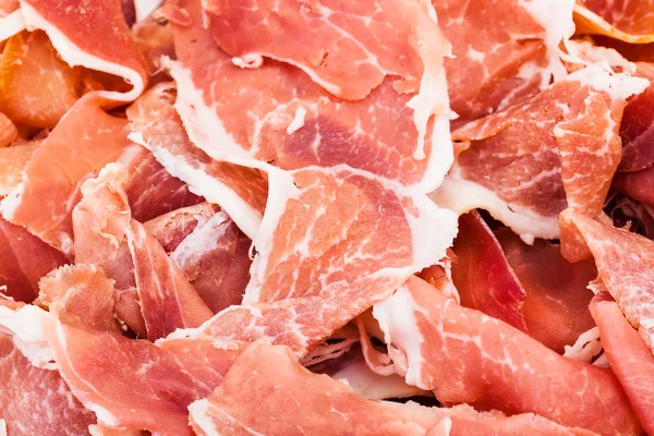 Dunne plakjes Jamón close-up — Stockfoto