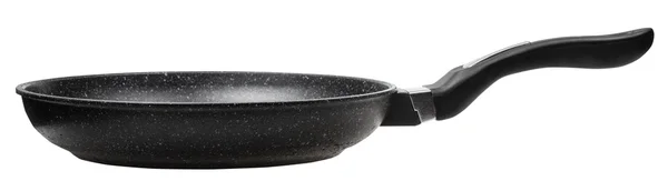 Side view of open black frying pan isolated — Stock Photo, Image