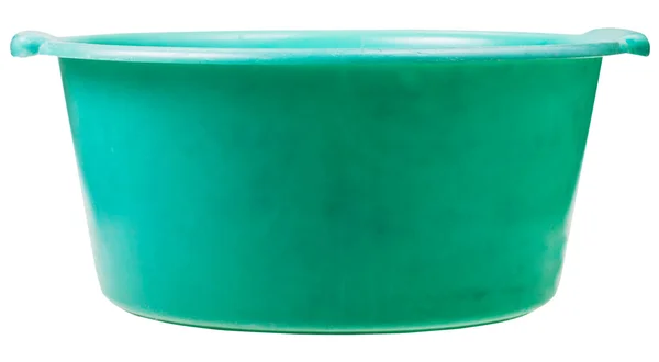 Side view of old green plastic round wash basin — Stock Photo, Image