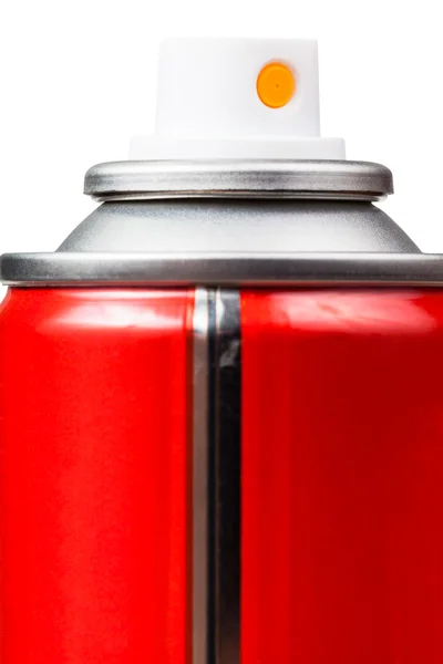 Red aerosol can close up isolated on white — Stock Photo, Image