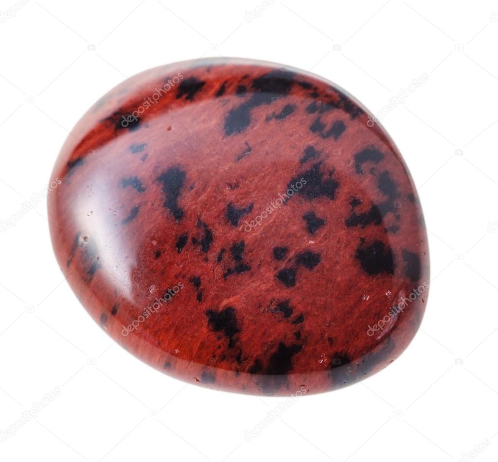 Mahogany Obsidian gemstone pebble isolated