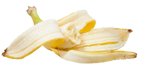 Reife Banane in der Schale gebissen — Stockfoto