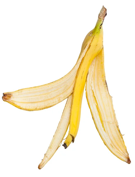 Oben Ansicht der gelben Bananenschale isoliert — Stockfoto