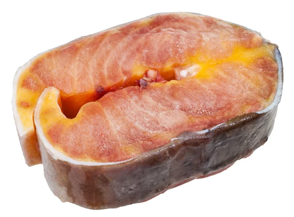 철갑 상어 흰색 절연의 원시 냉동된 스테이크 — 스톡 사진