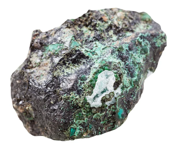 Κομμάτι του ορυκτού μαλαχίτη πέτρα απομονωθεί — Φωτογραφία Αρχείου