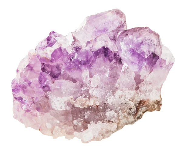 Kristallen van Amethist minerale edelsteen geïsoleerd — Stockfoto