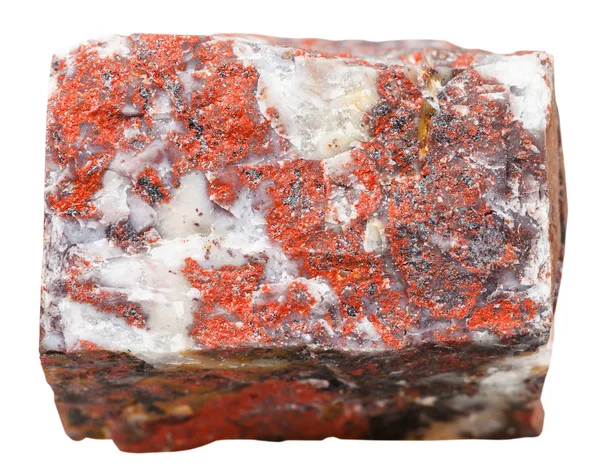 Mineralne zbrekcjonowane jaspis kamień na białym tle — Zdjęcie stockowe
