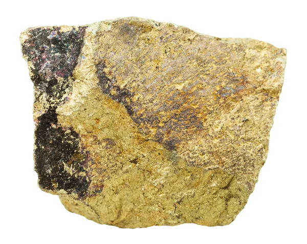 Chalkopiryt mineralnych kamień na białym tle — Zdjęcie stockowe