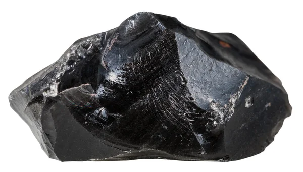 Pedra mineral obsidiana preta (vidro vulcânico) — Fotografia de Stock