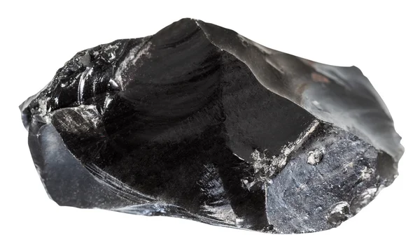 Pedra mineral obsidiana (vidro vulcânico) isolada — Fotografia de Stock