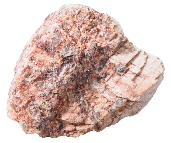 Pebble from pink granitic gneiss rock isolated — Stock Photo, Image