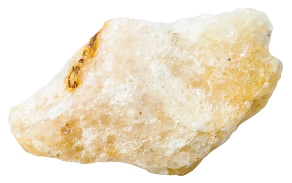 Pedra mineral calcita cristalina amarela isolada — Fotografia de Stock