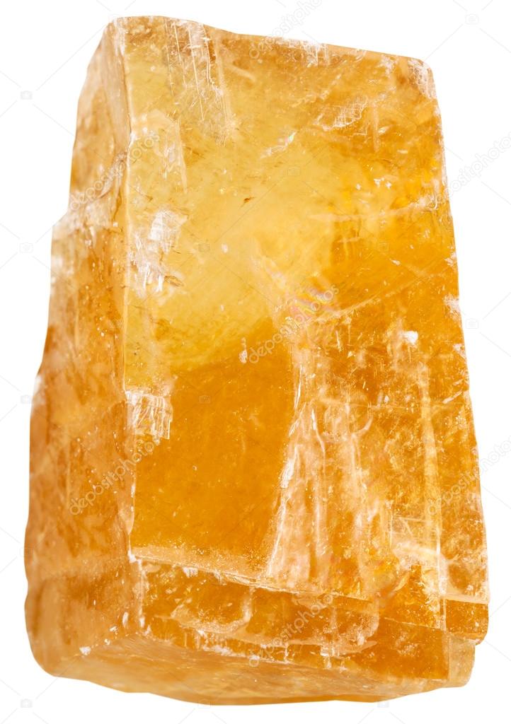 Crystal Of Orange Calcite Mineral Stone Isolated Stock Photo By C Vvoennyy