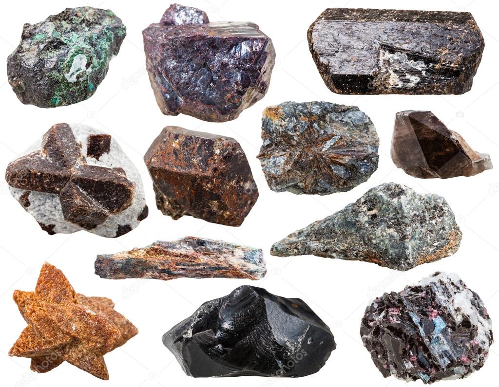 various natural rocks and stones isolated