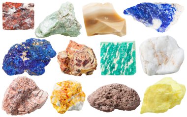 set of different mineral rocks and stones clipart