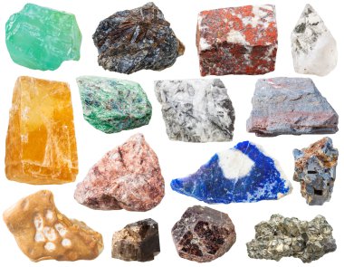 many mineral rocks and stones isolated