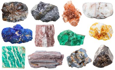 collection of various mineral rocks and stones clipart