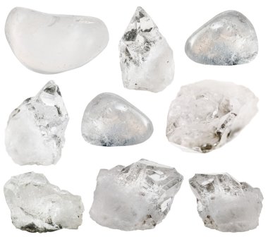 rock crystal (clear quartz) stone and tumbled gems clipart