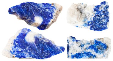 various dark blue lazurite mineral gem stones